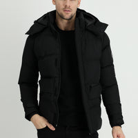 Black Hooded Puffer Jacket