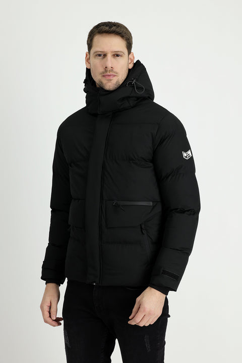 Black Hooded Puffer Jacket