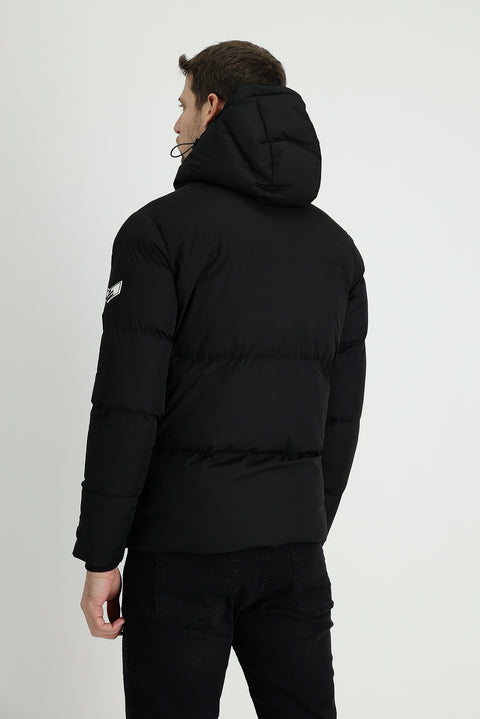 Black Hooded Puffer Jacket