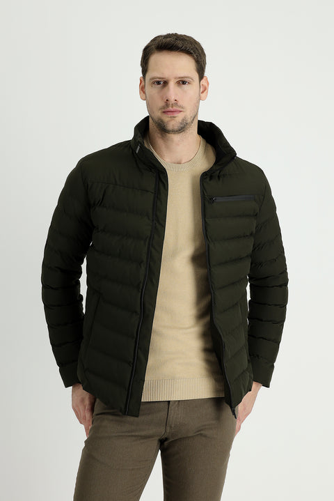 Medium Khaki Quilted Sport Jacket