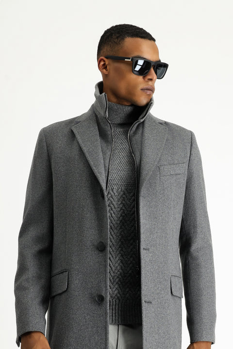 Medium Grey Detached Wool Coat