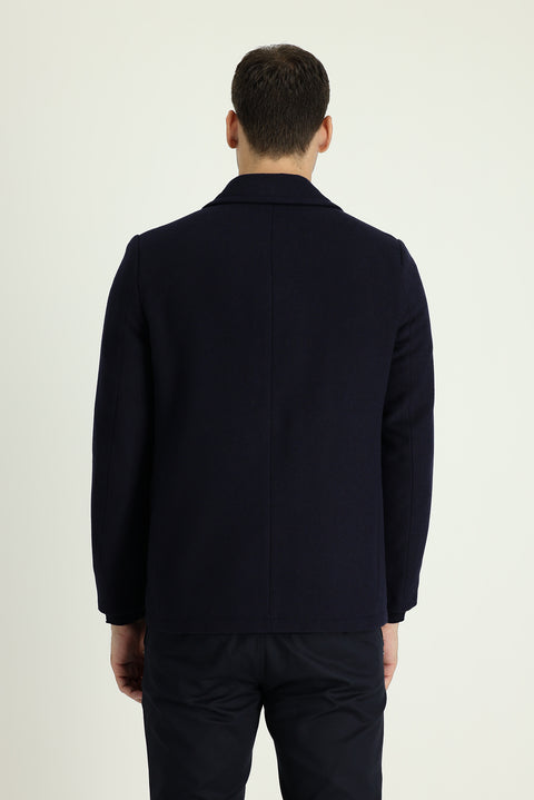 Dark Navy Slim Fit Narrow Cut Wool Double-Breasted Coat