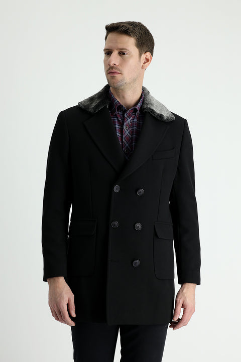Black Fur Collar Coat