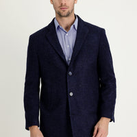 Medium Navy Wool Plaid Coat