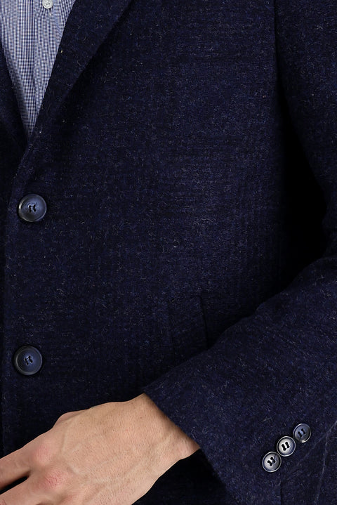 Medium Navy Wool Plaid Coat