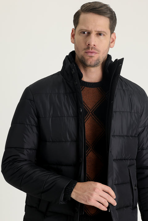 Black Fur Collar Sport Puffer Jacket