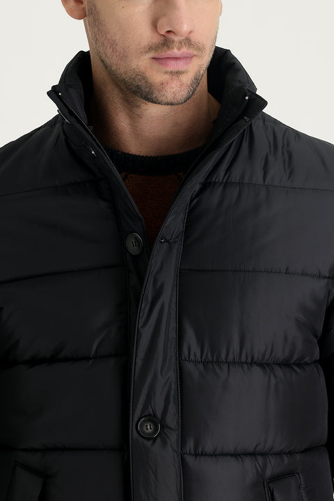 Black Fur Collar Sport Puffer Jacket