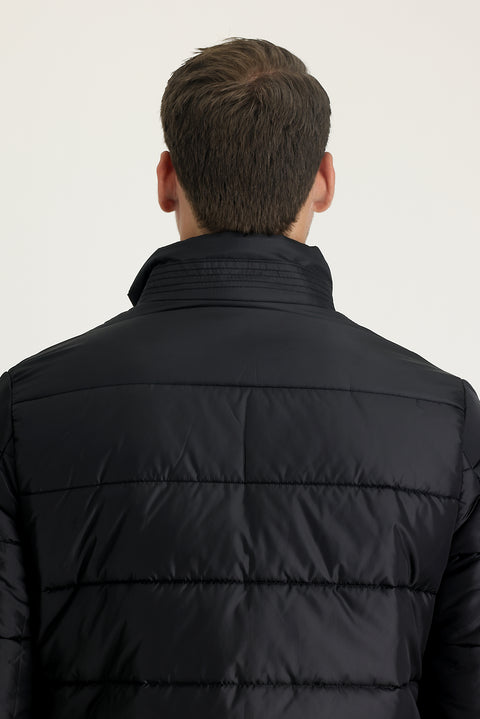 Black Fur Collar Sport Puffer Jacket