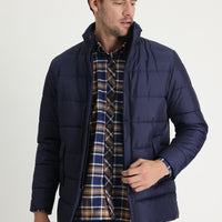 Medium Navy Fur Collar Sporty Puffer Jacket