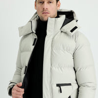 Medium Beige Hooded Sport Puffer Jacket