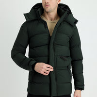 Medium Khaki Hooded Sports Puffer Jacket