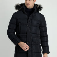 Dark Navy Hooded Sports Puffer Jacket