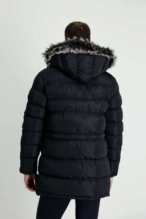 Dark Navy Hooded Sports Puffer Jacket