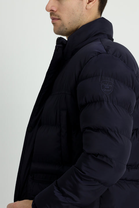 Dark Navy Hooded Sports Puffer Jacket