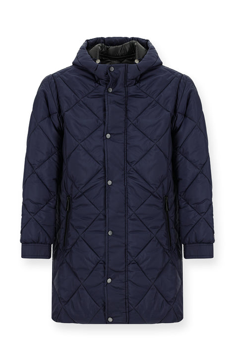 Medium Navy Hooded Quilted Sport Coat