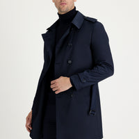 Medium Navy Double-Breasted Overcoat & Trench Coat