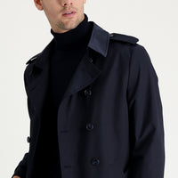 Dark Navy Double-Breasted Overcoat & Trench Coat