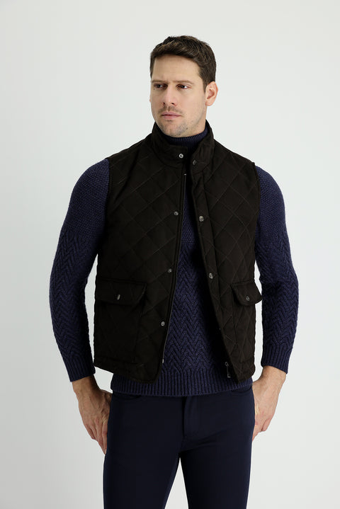 Medium Brown Quilted Padded Vest