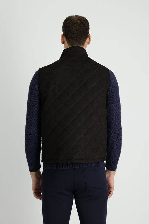 Medium Brown Quilted Padded Vest