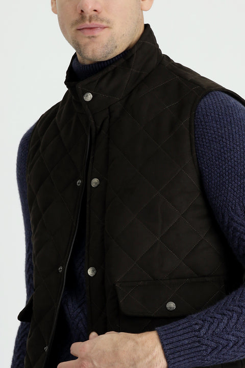 Medium Brown Quilted Padded Vest