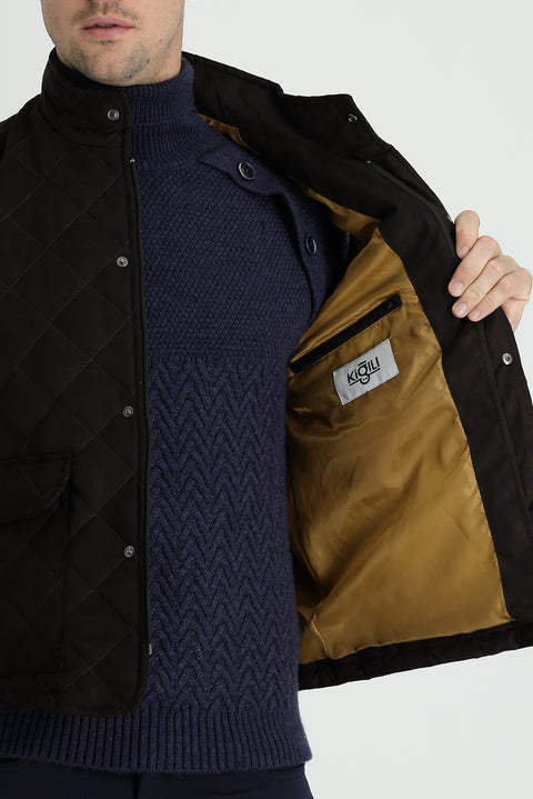 Medium Brown Quilted Padded Vest