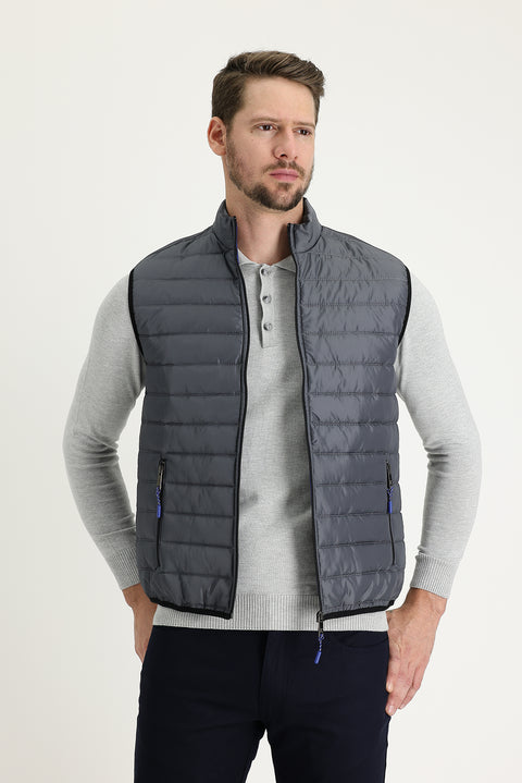 Dark Gray Quilted Puffer Vest