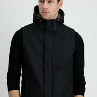 Black Slim Fit Narrow Cut Sports Puffer Vest