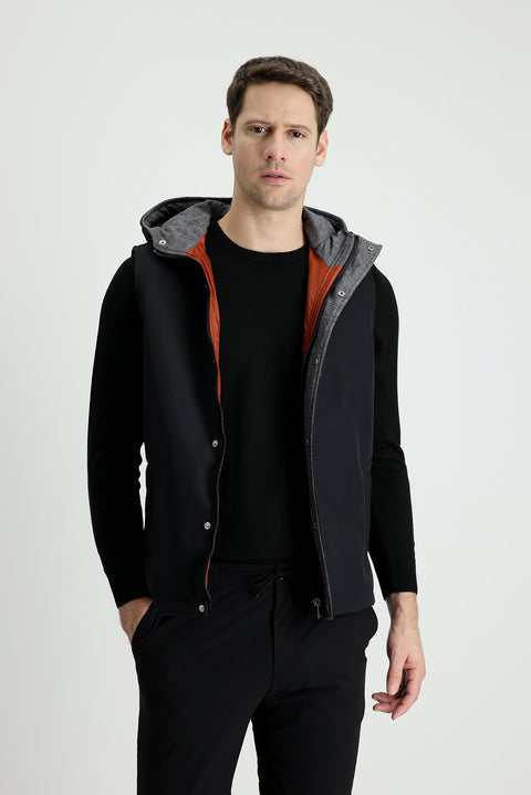 Black Slim Fit Narrow Cut Sports Puffer Vest