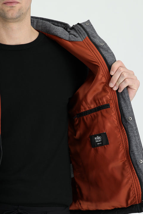 Black Slim Fit Narrow Cut Sports Puffer Vest