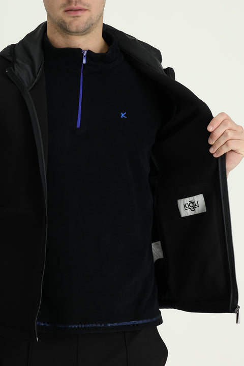 Black Slim Fit Hooded Sports Vest