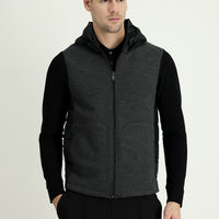 Orta Antrasit Slim Fit Dar Kesim Kapüşonlu Spor Yelek
