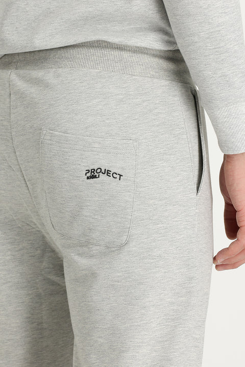 Medium Grey Mélange Slim Fit Narrow Cut Cotton Sweatpants