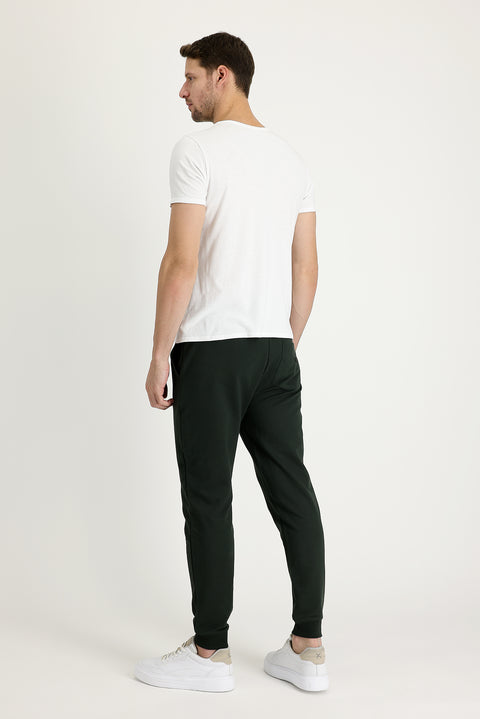 Orta Haki Slim Fit Dar Kesim Pamuklu Sweatpant / Eşofman Altı