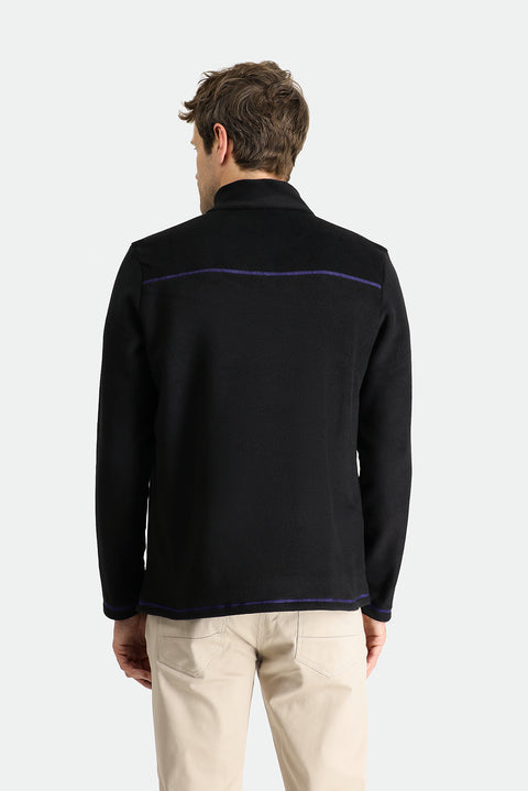 Black Half-Zip Stand-Up Collar Cold-Resistant, Non-Pilling Fleece Sweatshirt