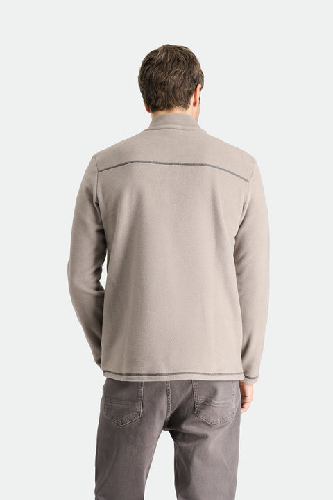 Medium Grey Melange Half-Zip Stand-Up Collar Cold-Resistant, Non-Pilling Fleece Sweatshirt