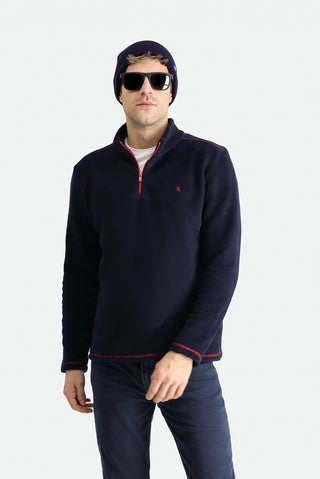  Koyu Lacivert Yarım Fermuarlı Dik Yaka Soğuk Geçirmez Tüylenme Yapmayan Polar Sweatshirt