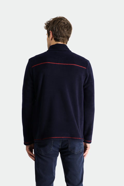 Dark Navy Half-Zip Stand-Up Collar Cold-Resistant, Non-Pilling Fleece Sweatshirt