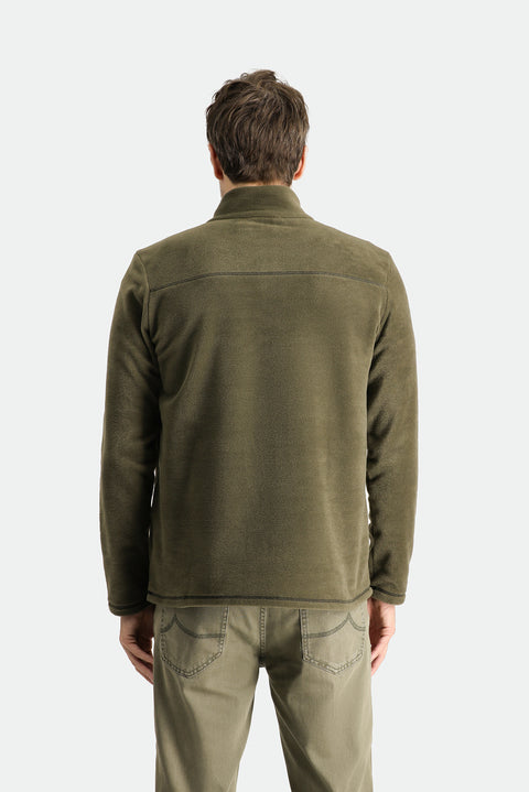 Orta Haki Yarım Fermuarlı Dik Yaka Soğuk Geçirmez Tüylenme Yapmayan Polar Sweatshirt
