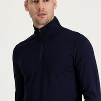 Dark Navy Semi-Turtleneck Slim Fit Narrow Cut Zip-Up Sweatshirt