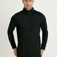 Medium Khaki Semi-Turtleneck Slim Fit Narrow Cut Zip-Up Sweatshirt