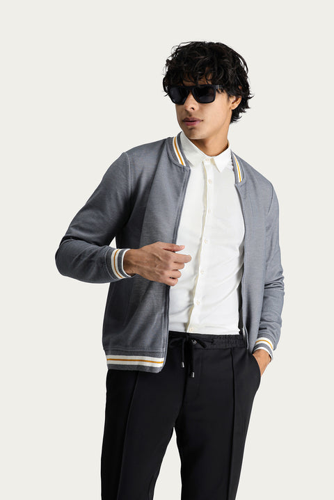 Medium Grey Slim Fit Zip-Up Sweatshirt