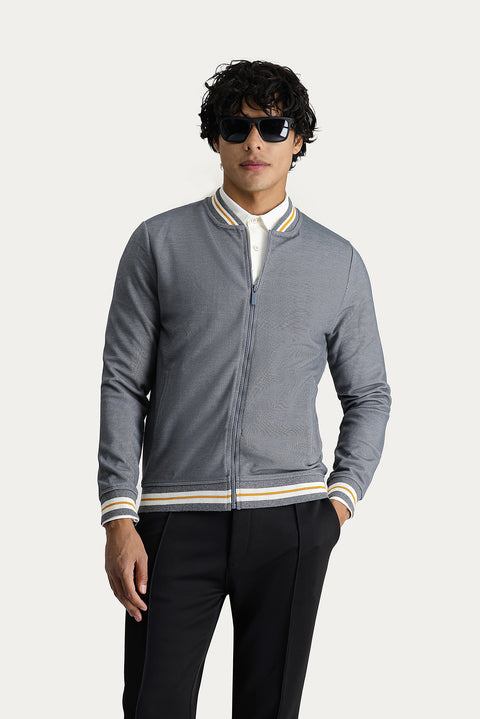 Medium Grey Slim Fit Zip-Up Sweatshirt
