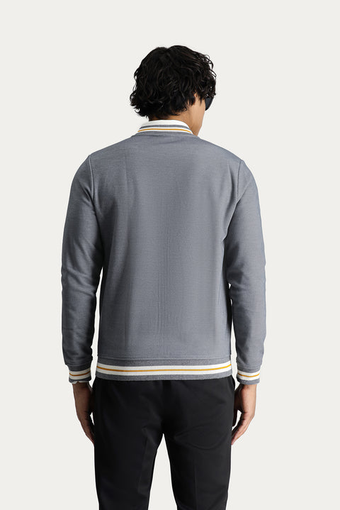 Medium Grey Slim Fit Zip-Up Sweatshirt