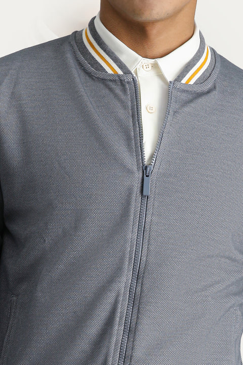 Medium Grey Slim Fit Zip-Up Sweatshirt