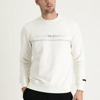 Ekru Bisiklet Yaka Slim Fit Dar Kesim Baskılı Sweatshirt
