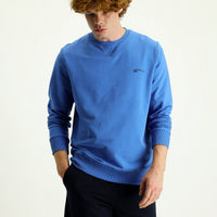 Aviator Blue Crew Neck Slim Fit Printed Cotton Sweatshirt