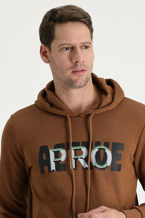 Tarçın  Kapüşonlu Slim Fit Dar Kesim Baskılı Sweatshirt
