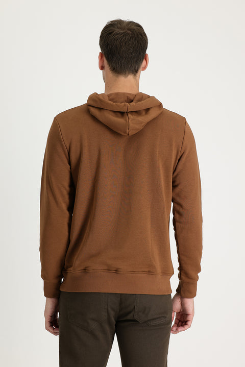 Tarçın  Kapüşonlu Slim Fit Dar Kesim Baskılı Sweatshirt