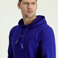 Saks Mavi Kapüşonlu Nakışlı Sweatshirt