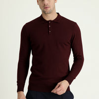 Koyu Bordo Polo Yaka Regular Fit Triko Kazak